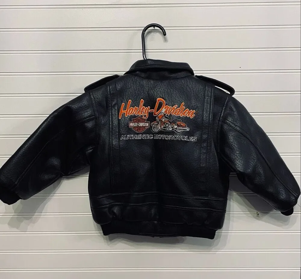 Vintage Style Kids Boys or Girls Harley Davidson Biker Jacket Sz 4T